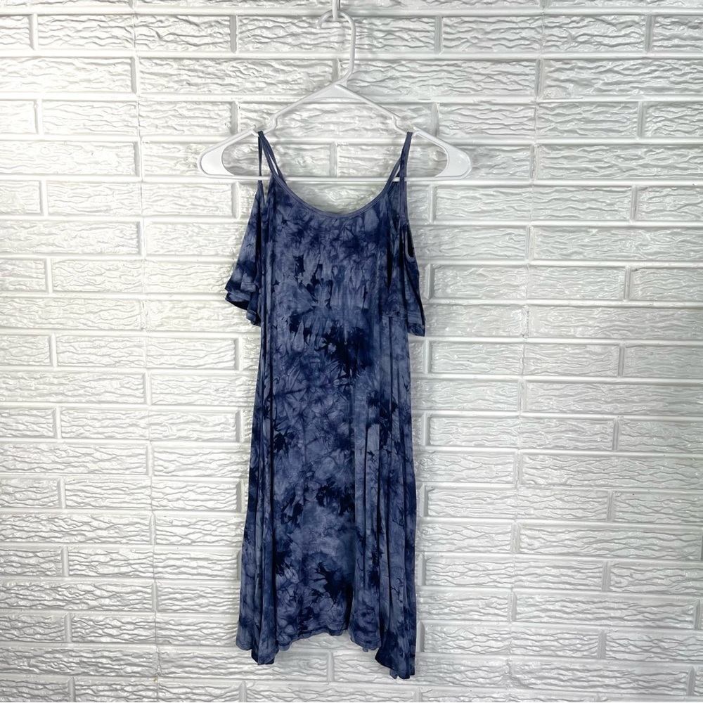 Penelope Tree Girls Blue Tie Dye Cold Shoulder Midi Dress Size 8
